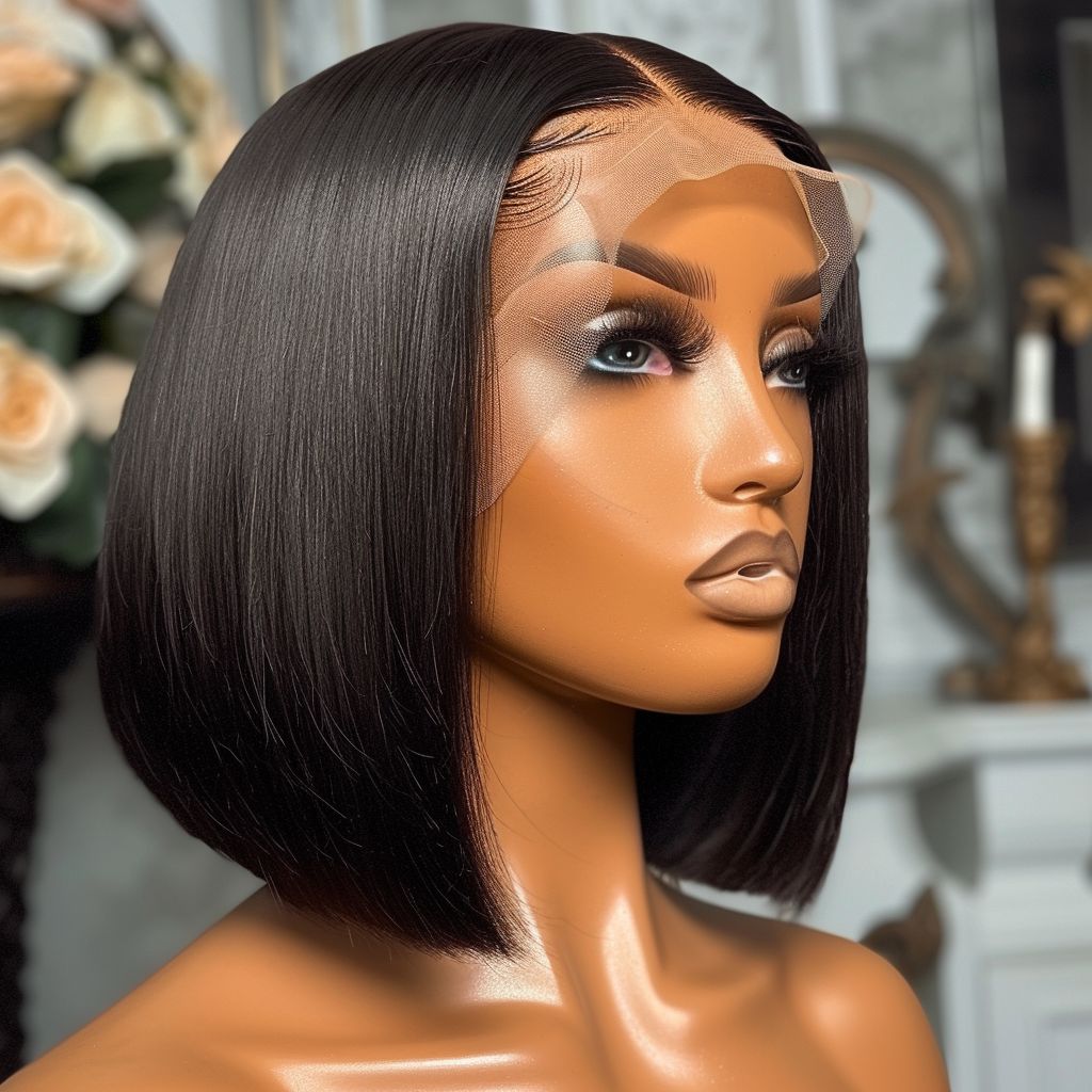 Black BOB 13 by 4 Straight Short Cut Wig
